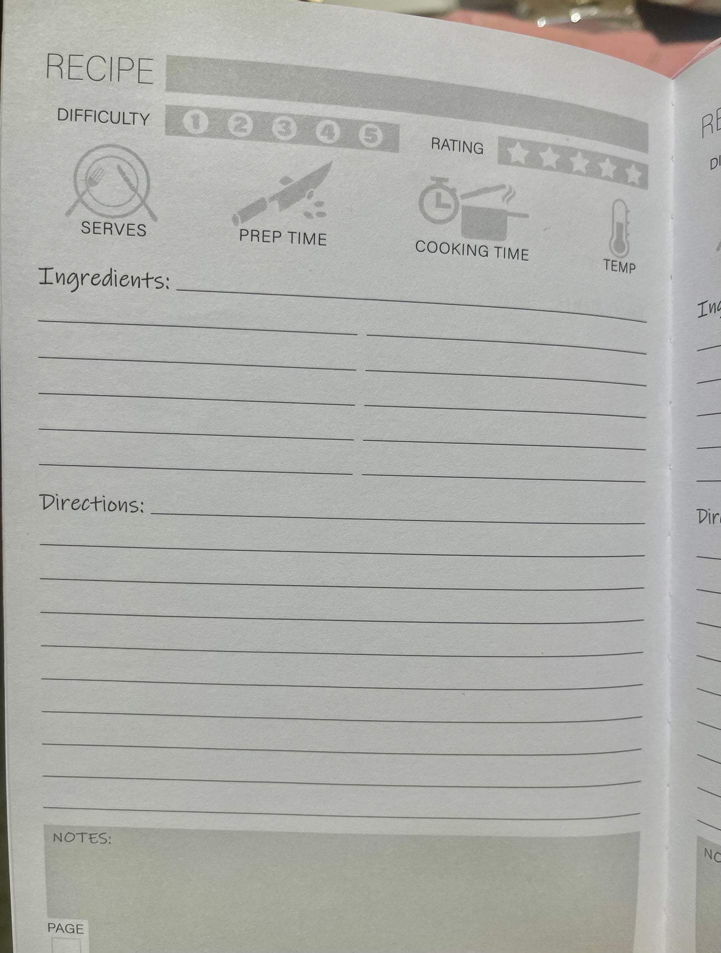 Recipe book-soft pink & golden culinary design