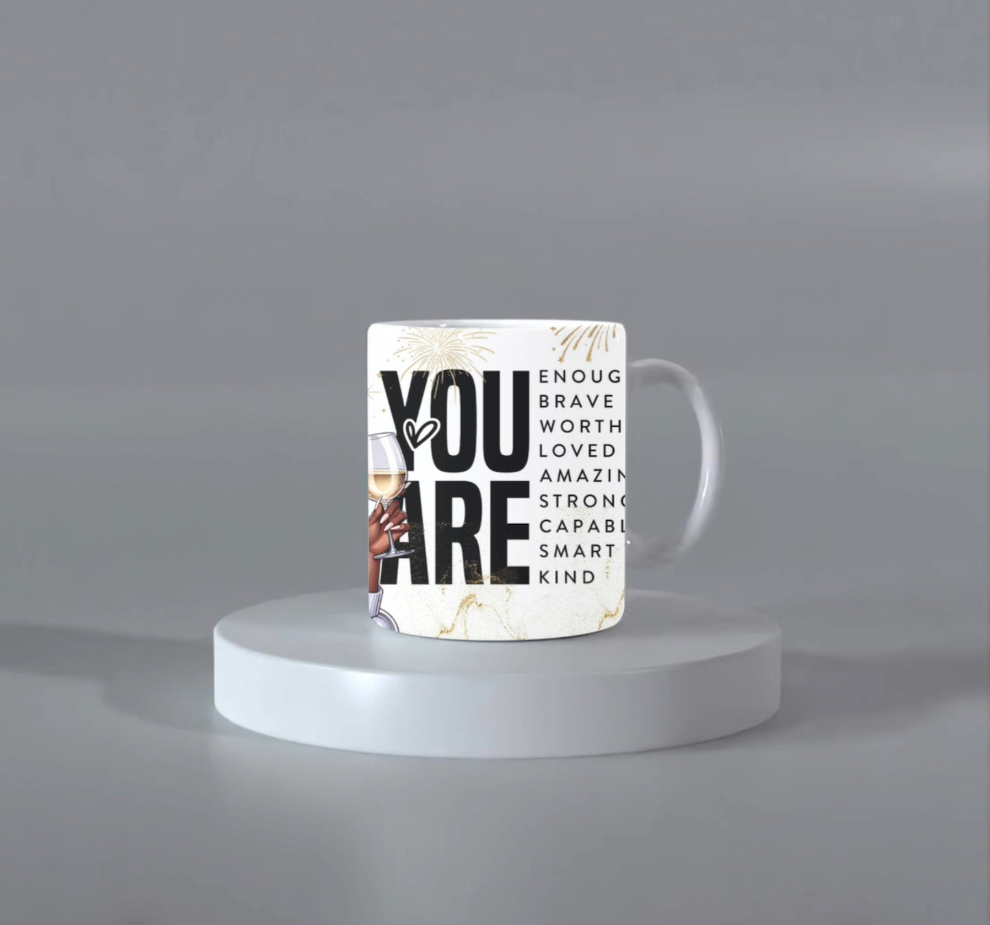 You Are Inspirational Mug Stronger Than The Storm Design Featuring A Bold Female Portrait Drinkware - Thegiftboxcollection