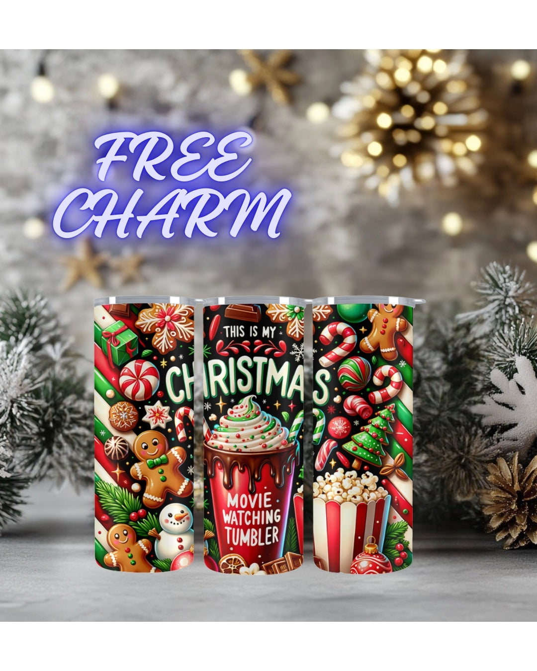 Christmas watching movie tumbler - Thegiftboxcollection