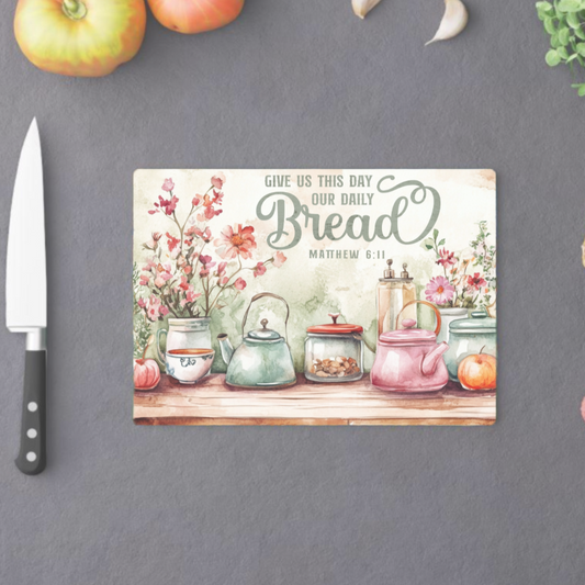 Glass daily bread chopping board - Thegiftboxcollection
