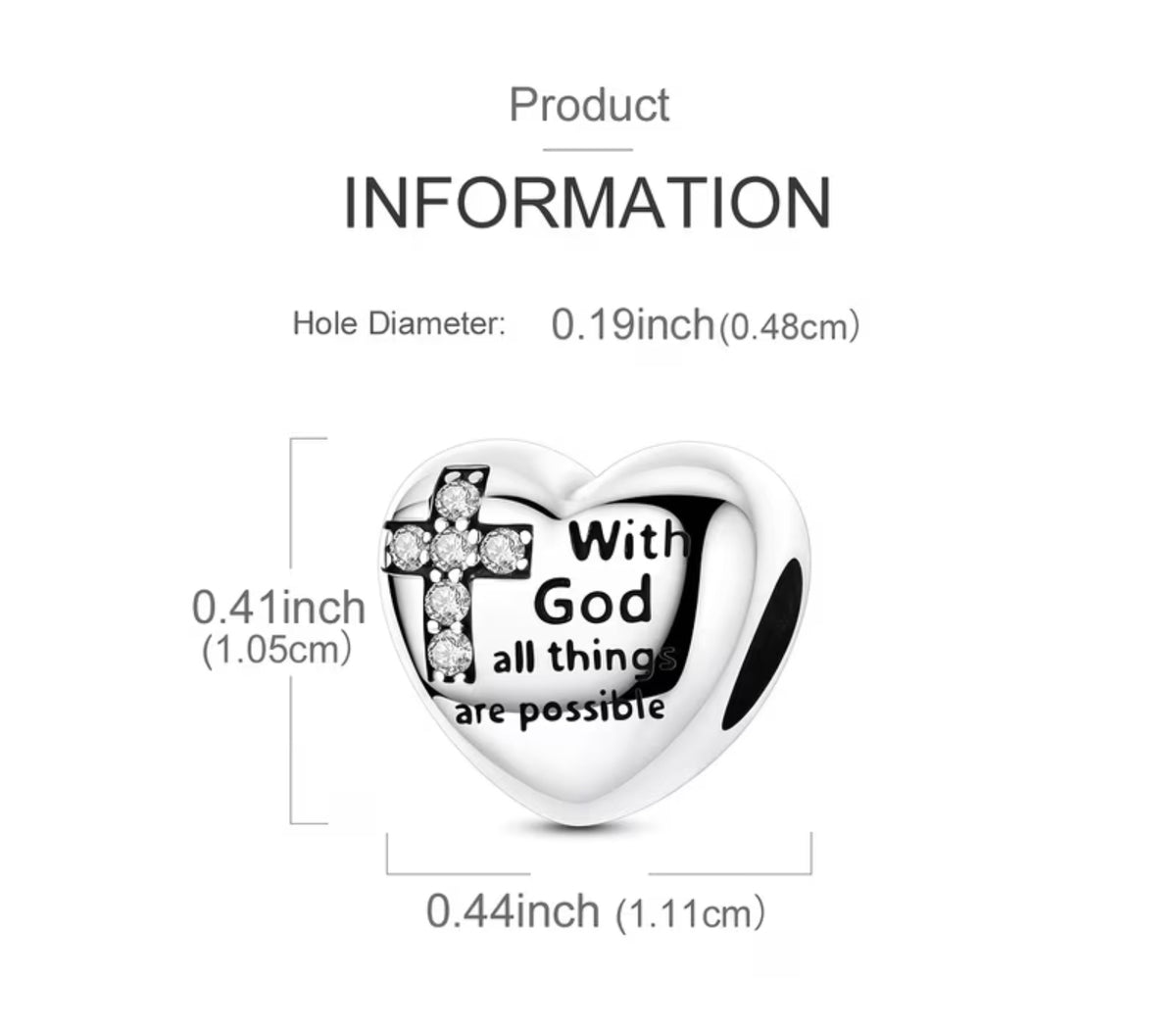 Bracelet charm( With God all things are possible)