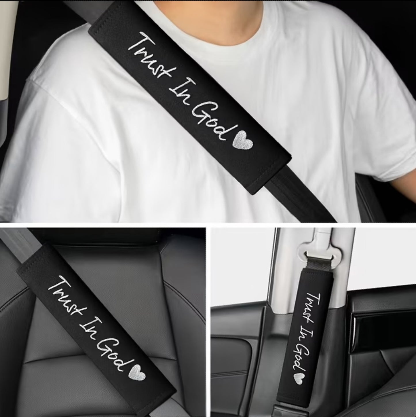 2pcs Trust in God seatbelt covers