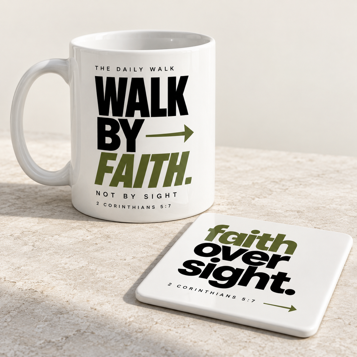 Walk by Faith Mug & Coaster Set