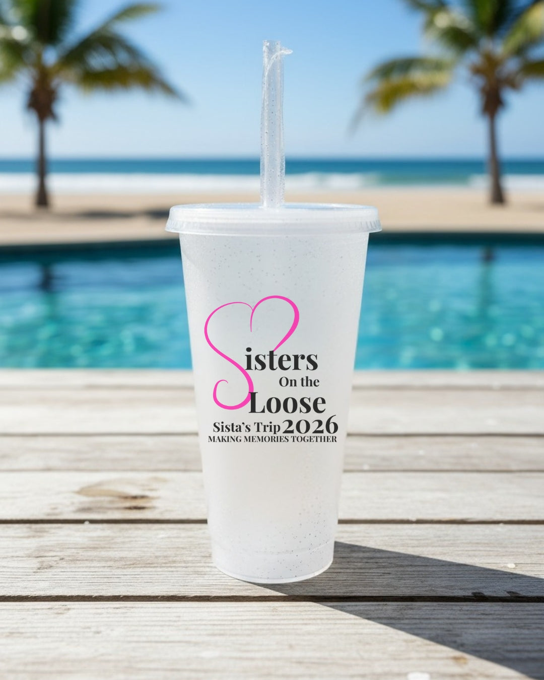 Cold cup with lid and straw