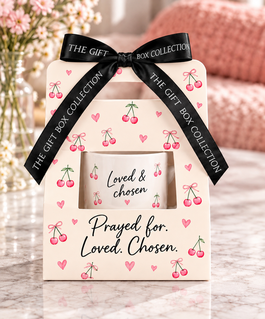 Loved & Chosen Cherry Mug with Gift Packaging