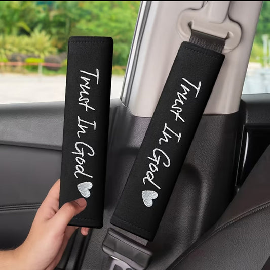 2pcs Trust in God seatbelt covers