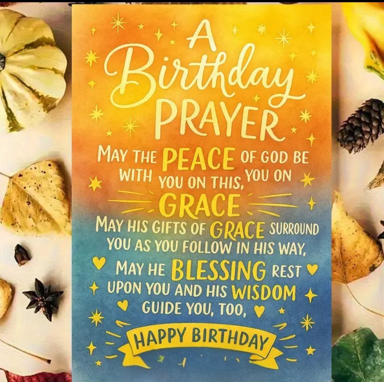 A Birthday prayer card