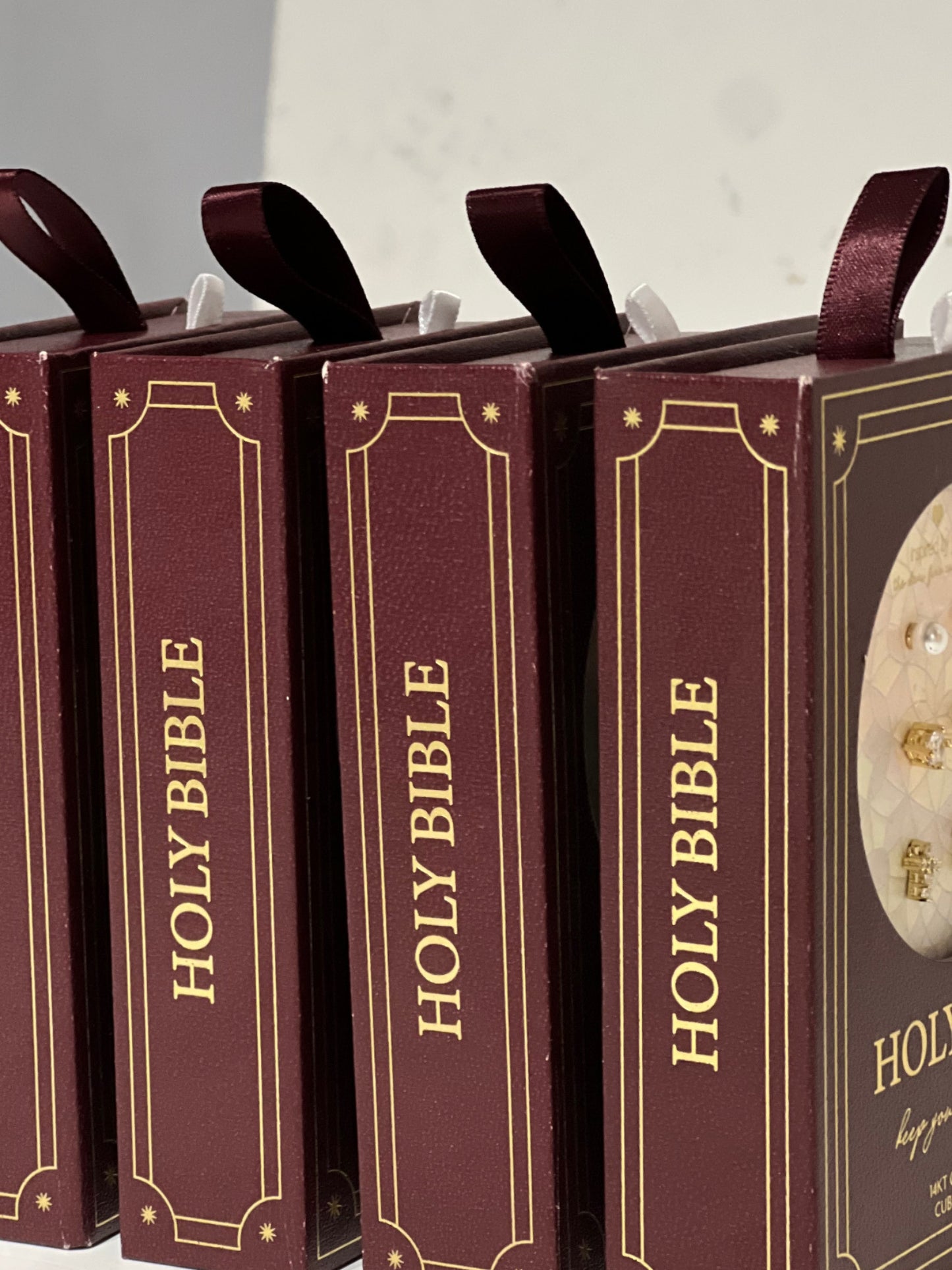 14 karat gold plated emerald cross with cubic zirconia studs it a lovely Holy Bible presentation box