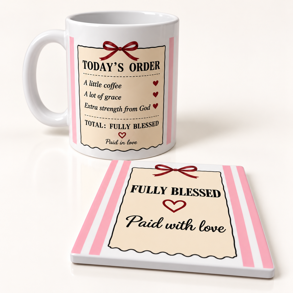 Fully Blessed mug & ceramic coaster set
