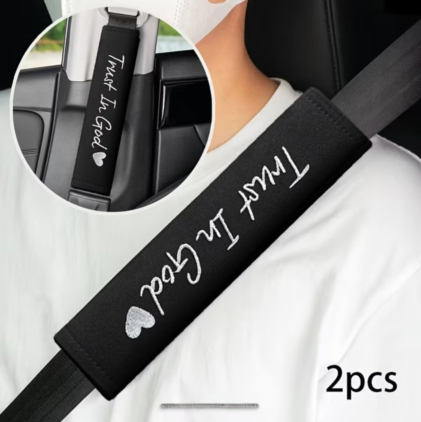 2pcs Trust in God seatbelt covers