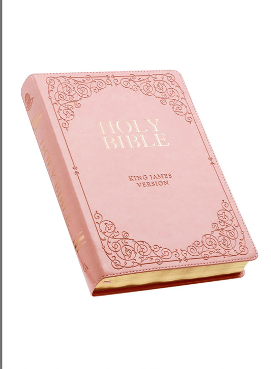 Pink Holy Bible with pink & gold Bible tabs