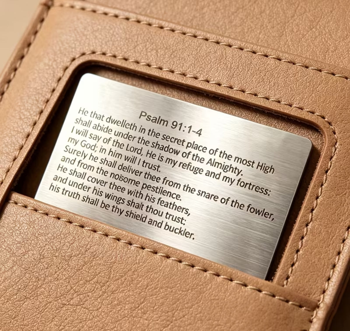 Psalms 91:1-4 Stainless steel wallet card
