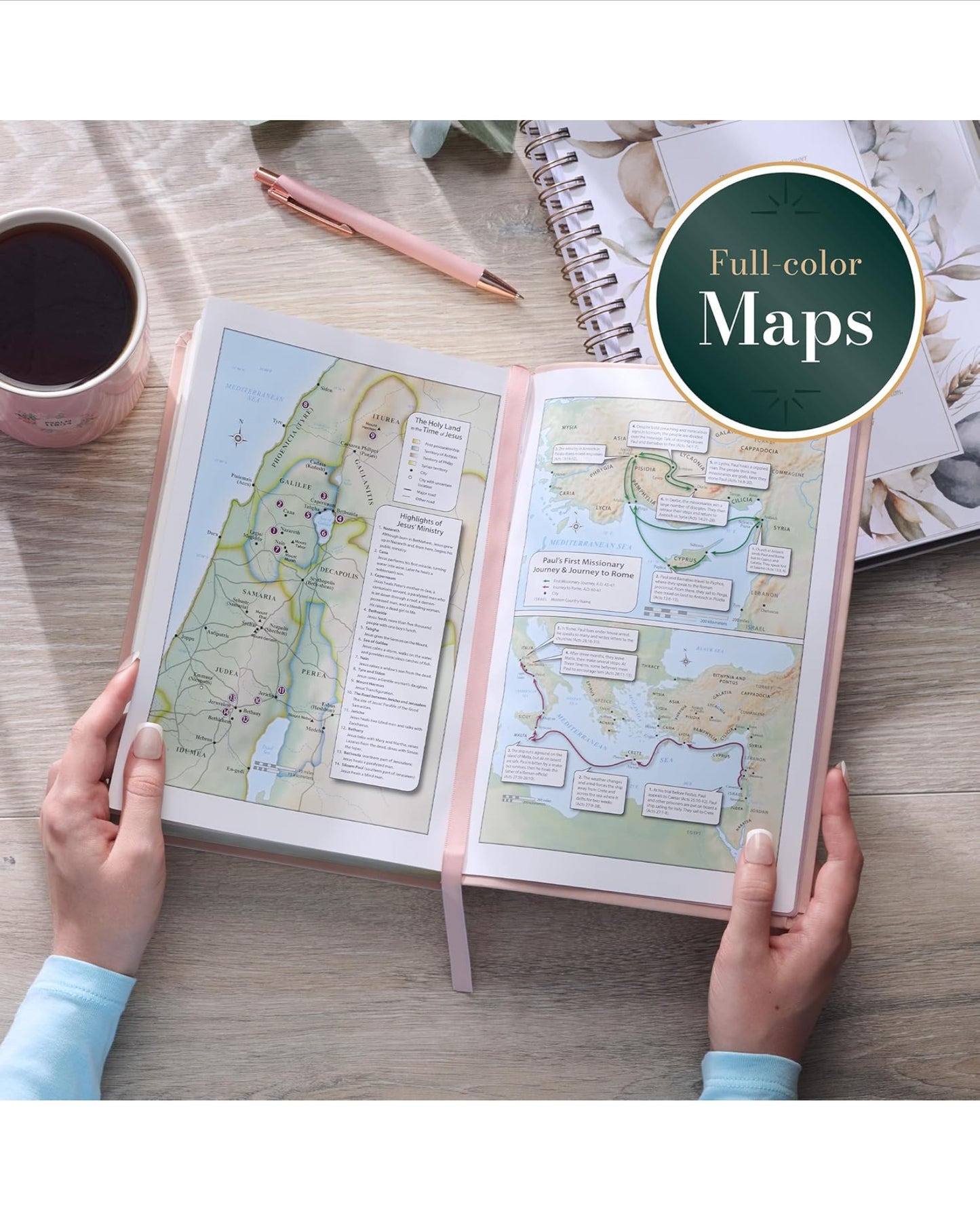 Floral Holy Bible with Gold accent Bible tabs(KJV)