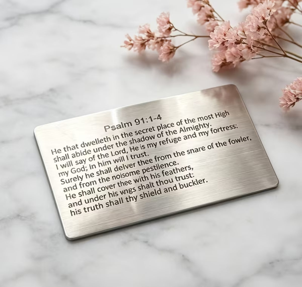 Psalms 91:1-4 Stainless steel wallet card
