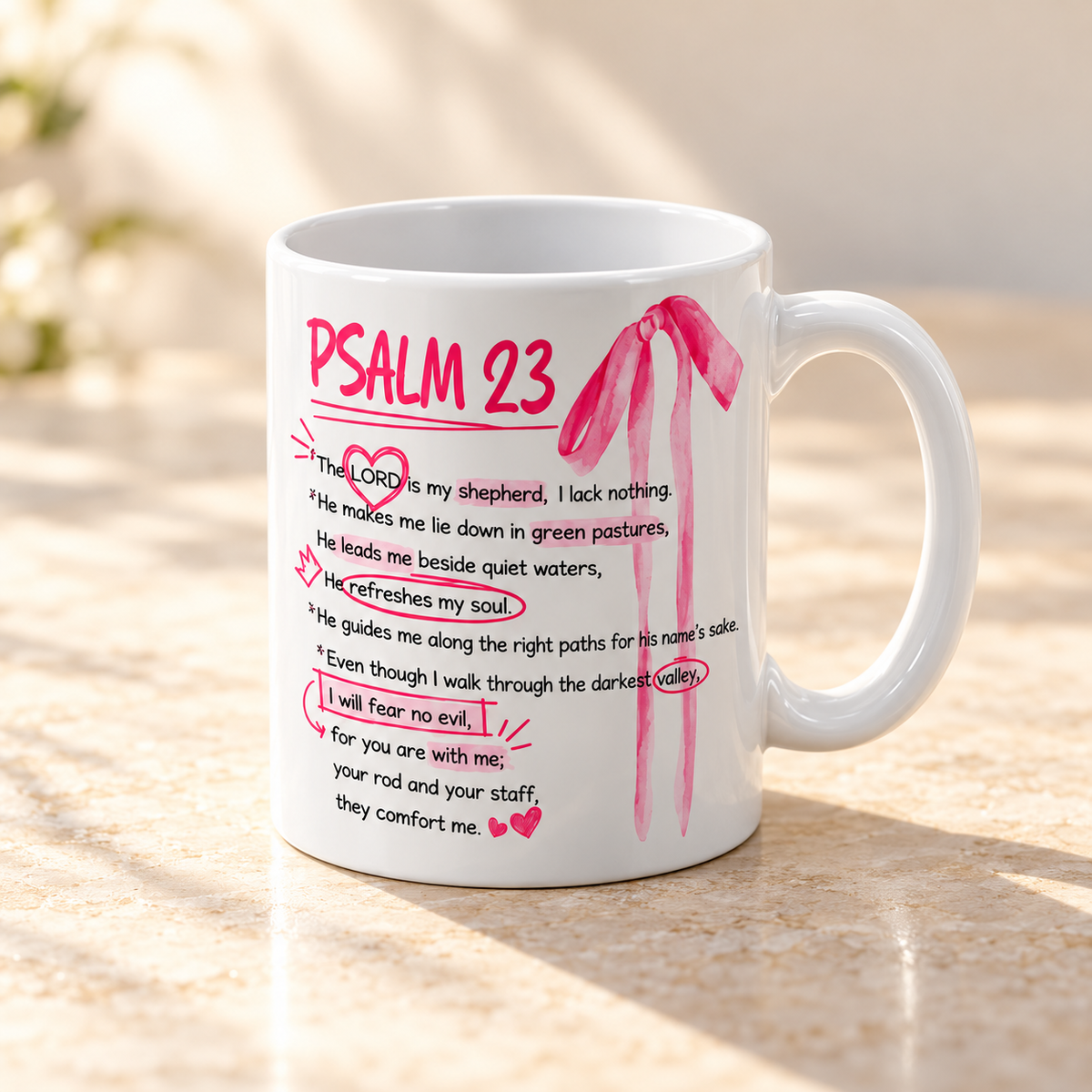 Psalm 23 mug & ceramic coaster set