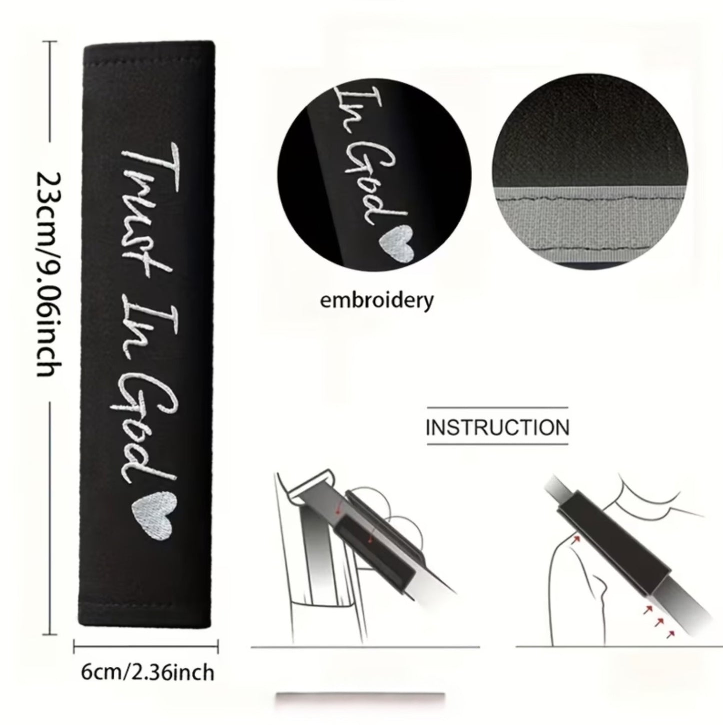 2pcs Trust in God seatbelt covers