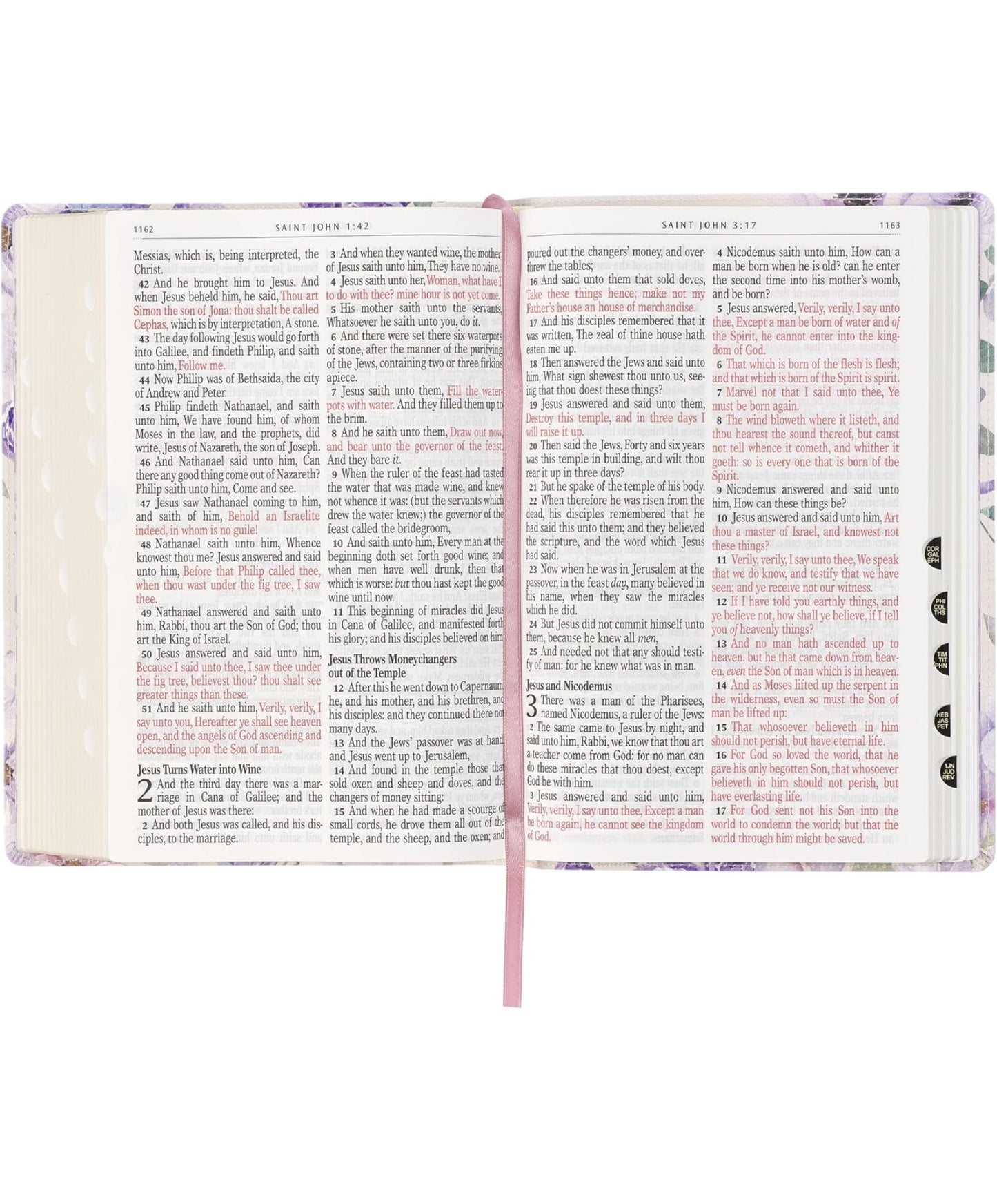 Floral Holy Bible with Gold accent Bible tabs(KJV)
