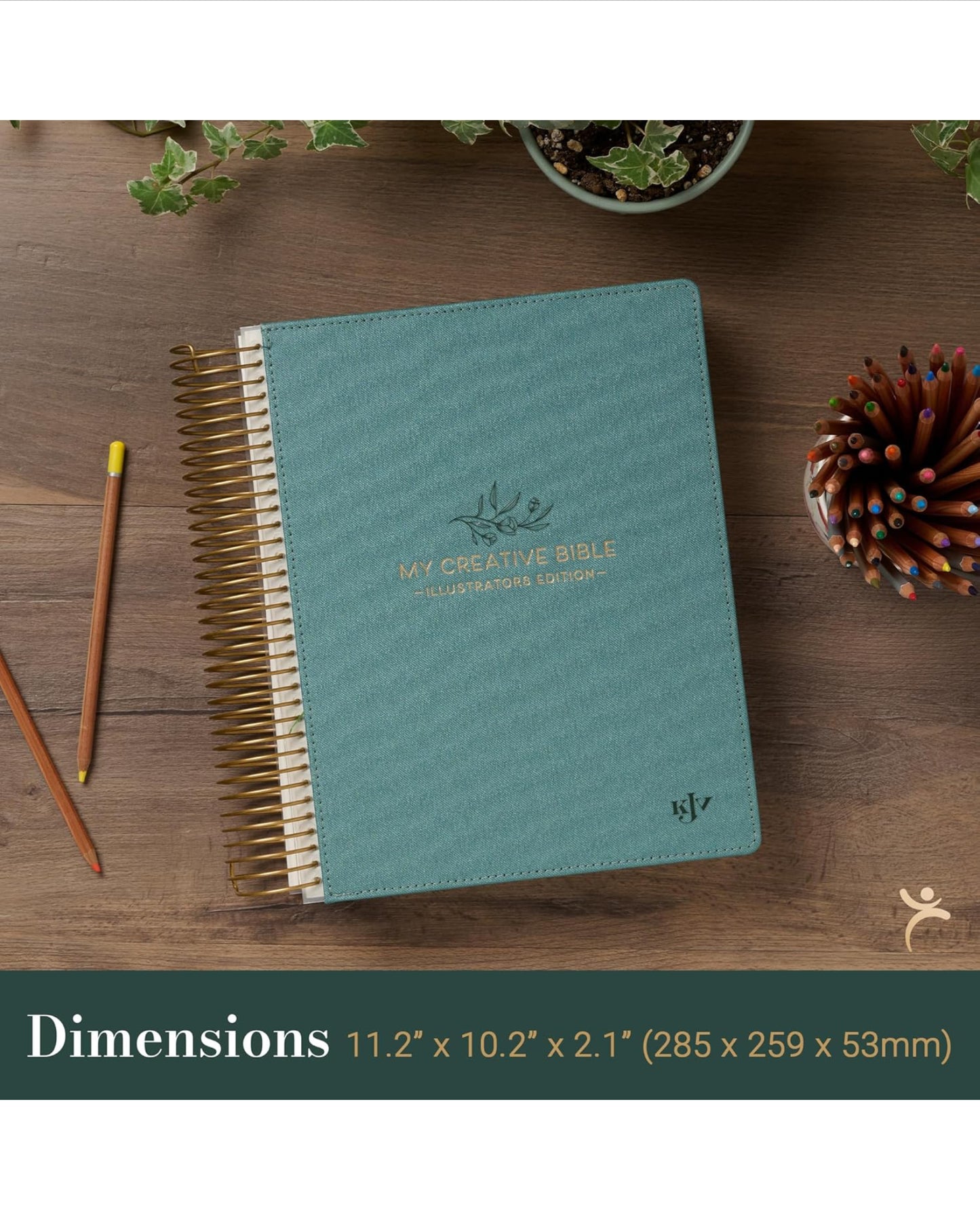 KJV Holy Bible, My Creative Bible - Illustrators Edition, King James Version, Journaling Space, Spiral Bound Hardcover Debossed Vegan Leather, Teal Blue