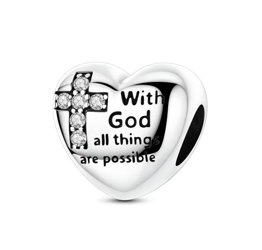 Bracelet charm( With God all things are possible)