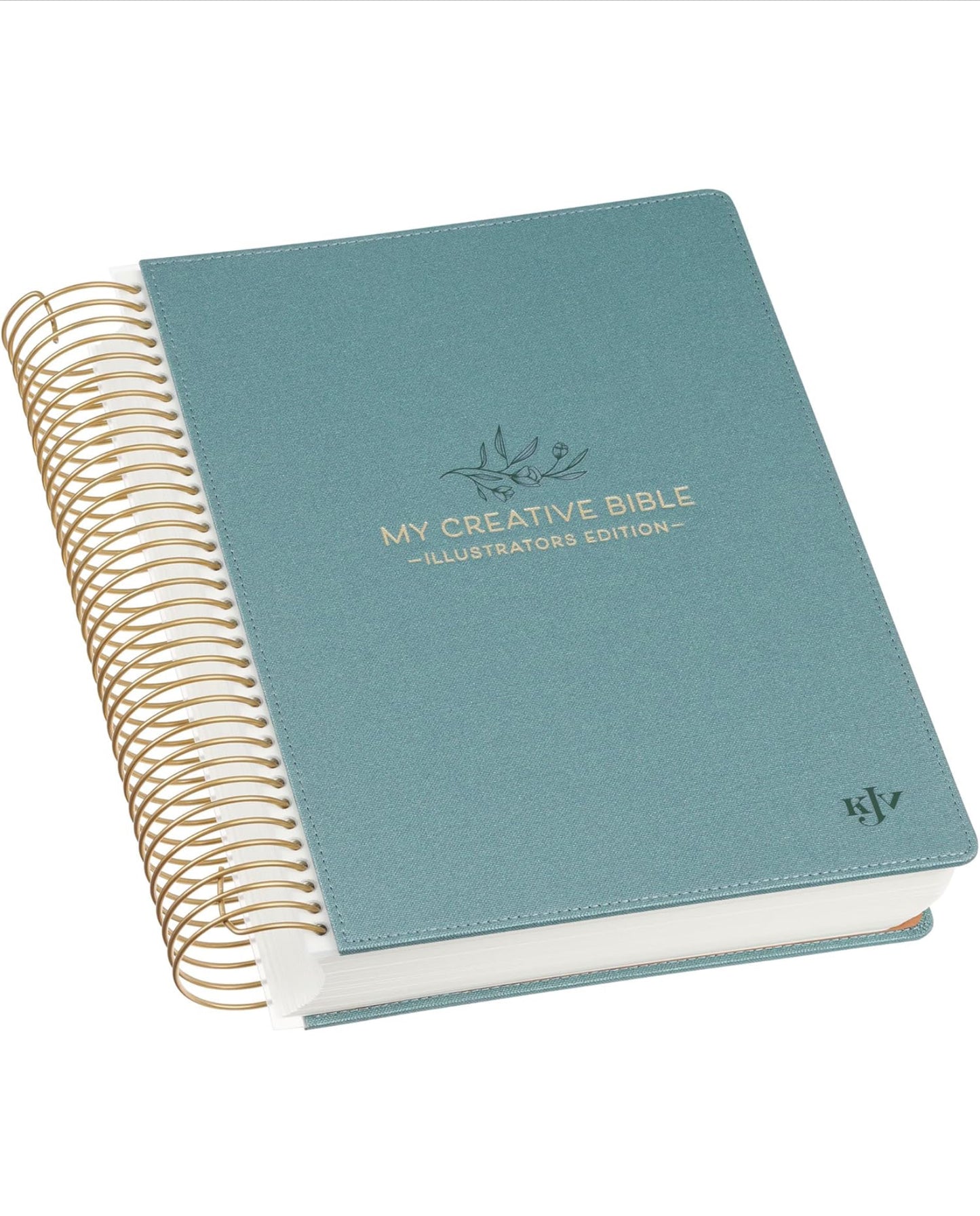 KJV Holy Bible, My Creative Bible - Illustrators Edition, King James Version, Journaling Space, Spiral Bound Hardcover Debossed Vegan Leather, Teal Blue