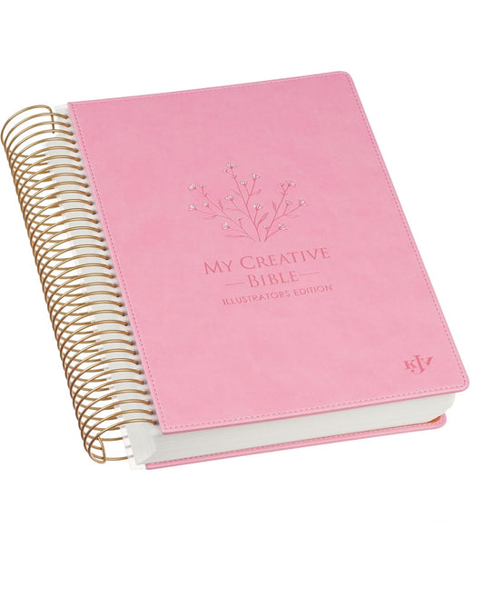 KJV Bible, My Creative Bible Illustrators Edition, Spiral-Bound, Wide Margins for Journaling, Pink Faux Leather Hardcover