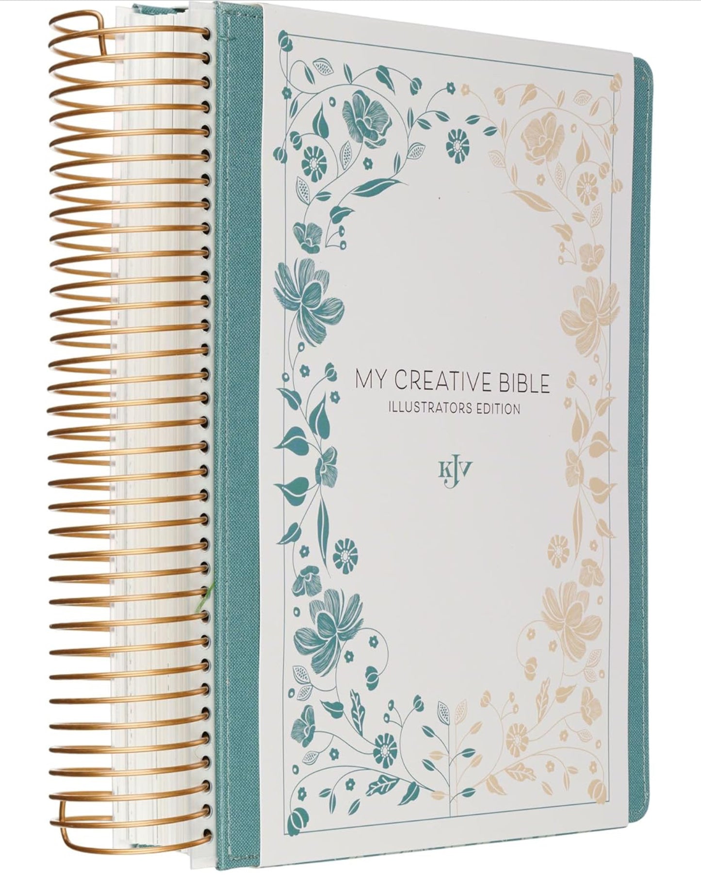 KJV Holy Bible, My Creative Bible - Illustrators Edition, King James Version, Journaling Space, Spiral Bound Hardcover Debossed Vegan Leather, Teal Blue