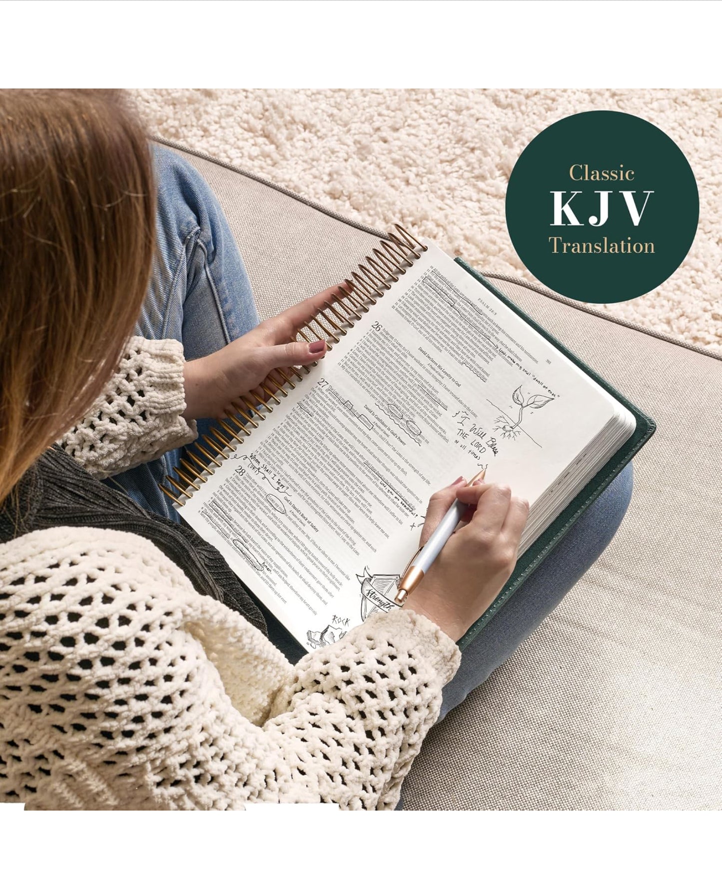 KJV Holy Bible, My Creative Bible - Illustrators Edition, King James Version, Journaling Space, Spiral Bound Hardcover Debossed Vegan Leather, Teal Blue
