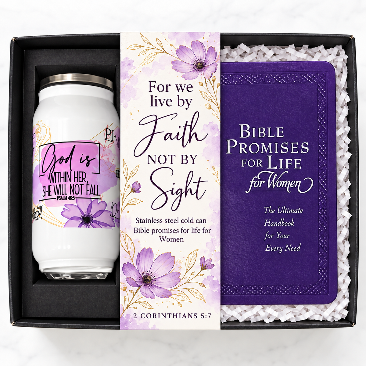 Bible promises for life women's gift set with stainless steel cup