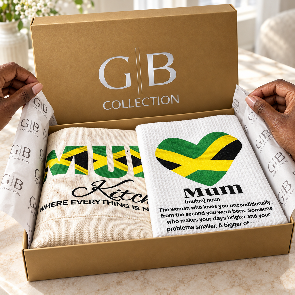 Mums apron gift set- Jamaican print
