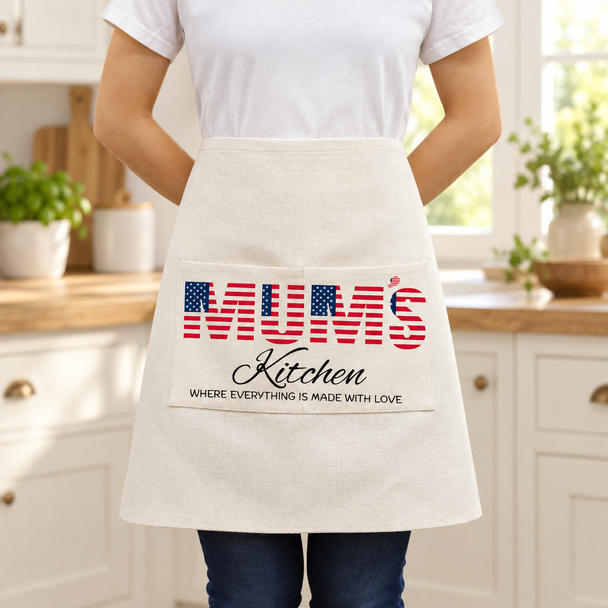 Mums Flag Print Apron(USA Flag)