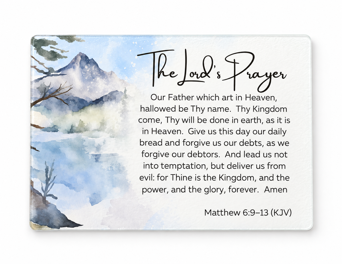 The Lord’s Prayer glass chopping board