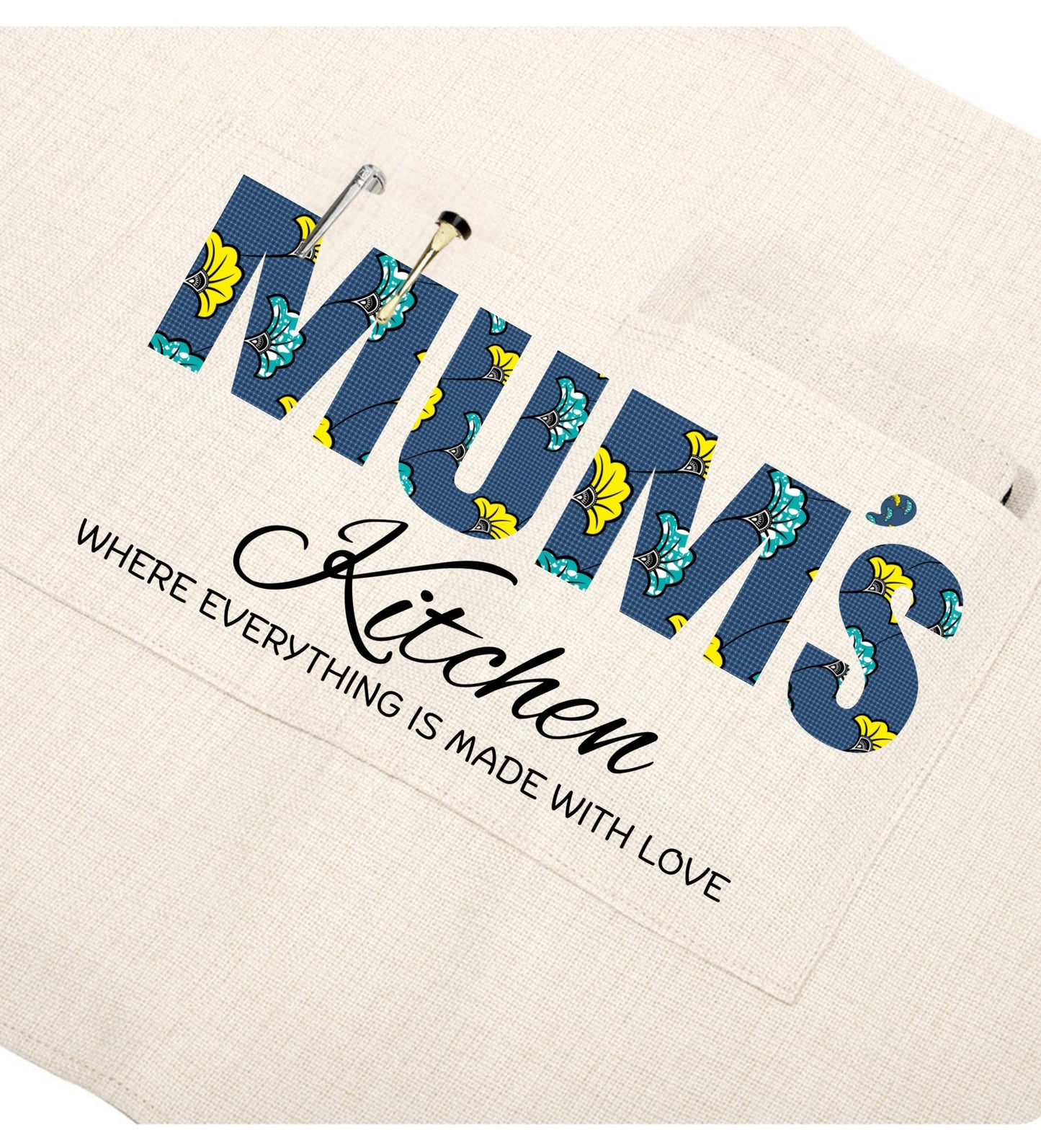 Mums Apron(Blue & Yellow African Print)