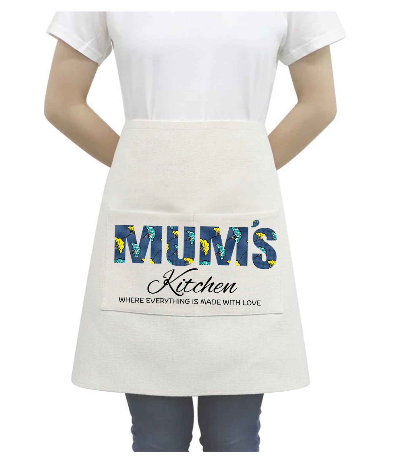 Mums Apron(Blue & Yellow African Print)